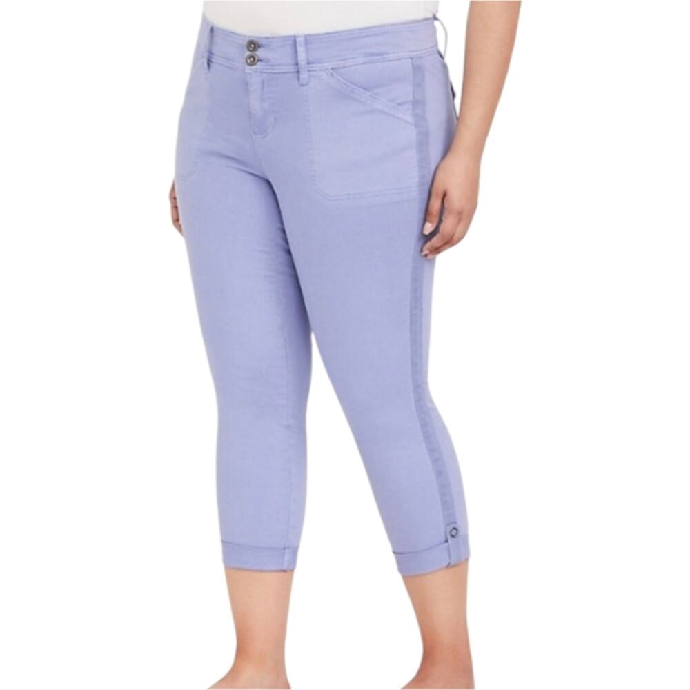 Torrid blu Stretch Twill‎ Aviator Convertible Crop Pants Plus Size 26 New!